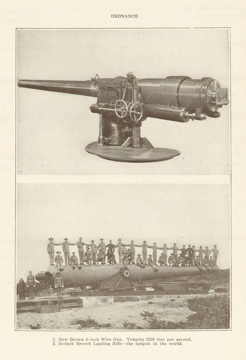 ORDNANCE Brown 6-inch Wire Gun 16-inch Breech Loading Rifle World's biggest 1907